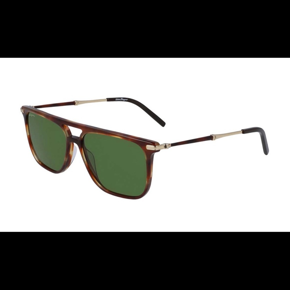 Salvatore Ferragamo Green Rectangular Men's Sunglasses